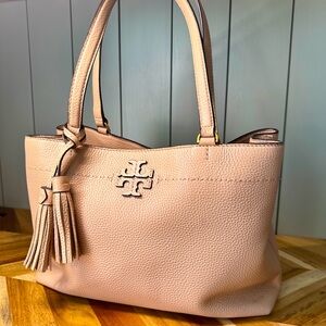 Tory Burch Blush Leather Tote with Tassel